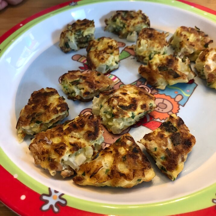 幼児食◎納豆入り白菜のお好み焼き風